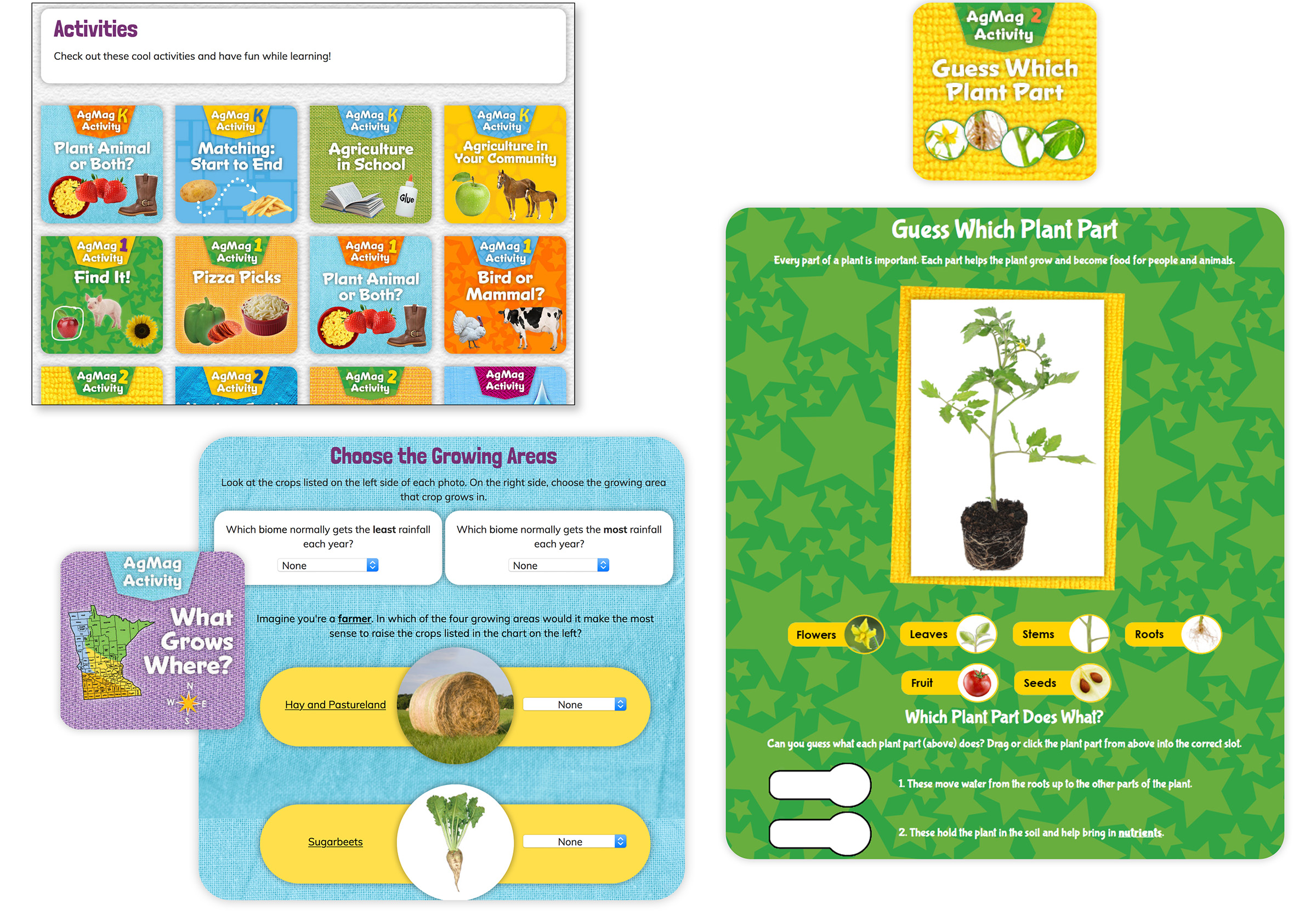 Image shows examples of interactive games kids can play to increase their retention of the lesson material. 