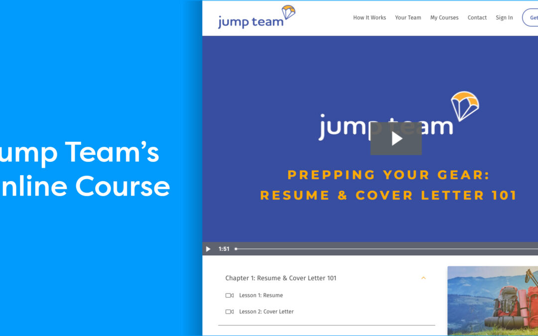 Image shows a screenshot of the new online course for Jump Team Coaching on their website.